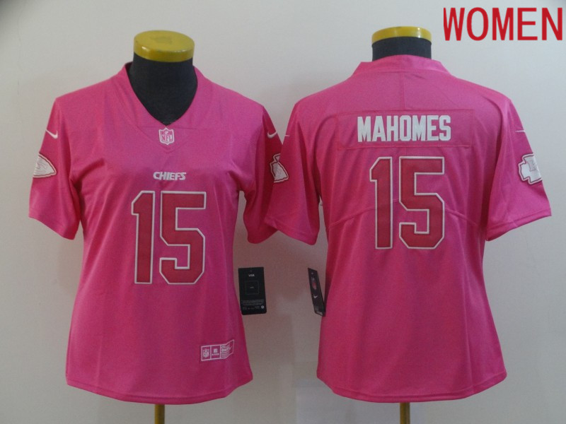 Women Kansas City Chiefs #15 Mahomes pink Nike Vapor Untouchable Limited NFL Jerseys